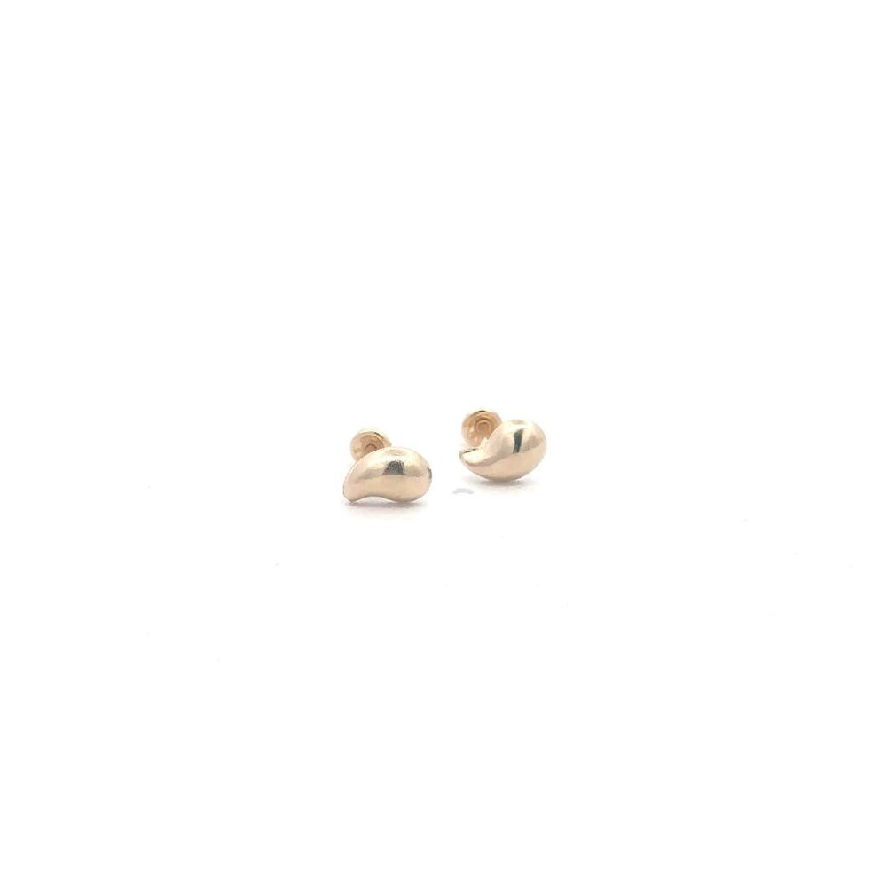 14K Gold Stud Earrings Teardrop Screw Back Type Tiny